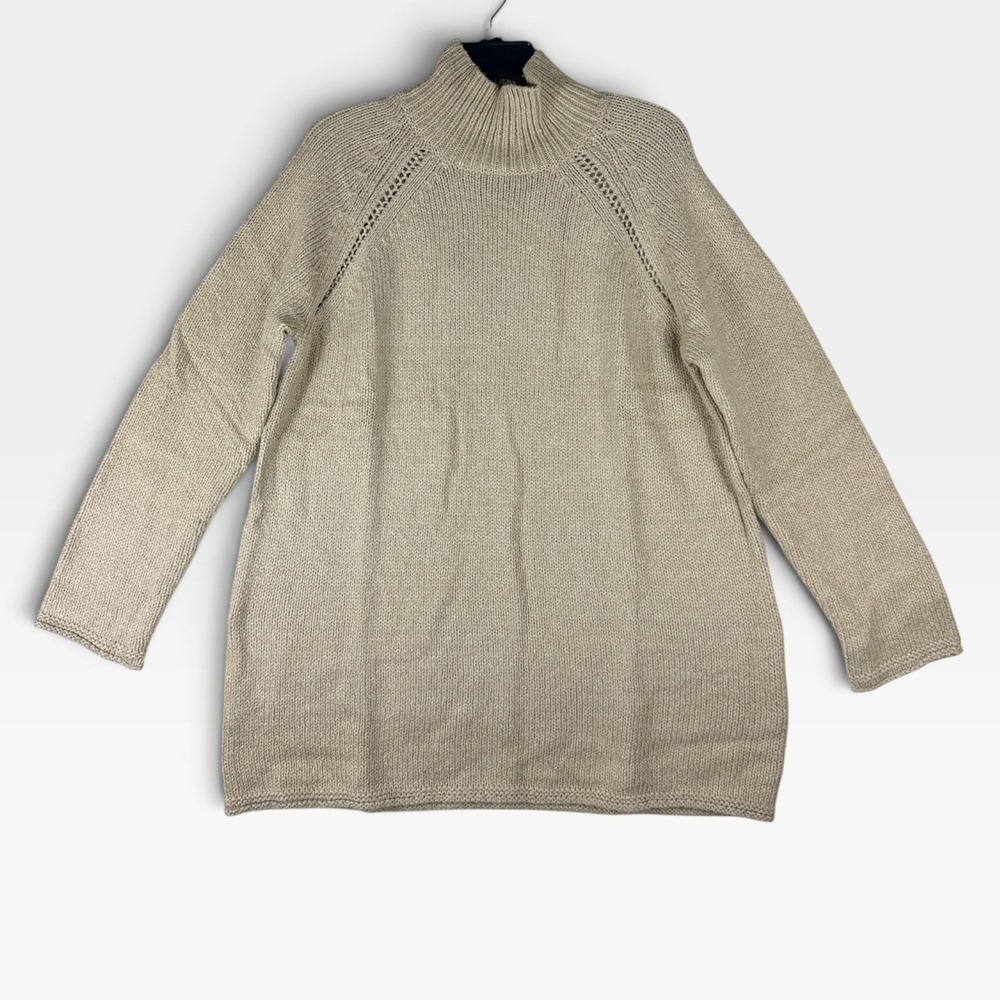 J. Jill Pure Jill Mock Neck Tunic Sweater Womens M Wheat Heather Knit NEW